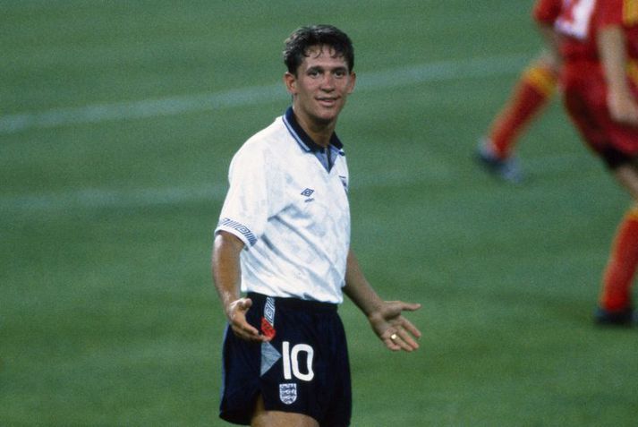 Gary Lineker í leik með enska landsliðinu á HM á Ítalíu 1990.