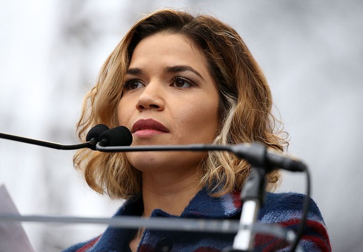 Leikkonan America Ferrera hélt ræðu á Women's March göngunni í Washington fyrr á þessu ári.