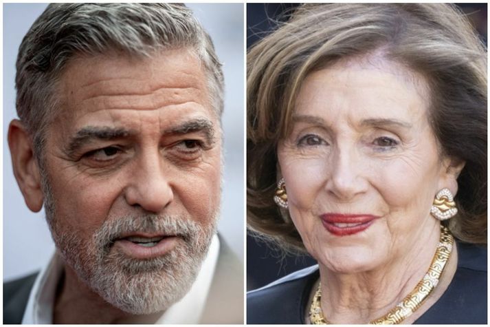 Clooney og Pelosi hafa í áranna rás verið dyggir stuðningsmenn Biden. 