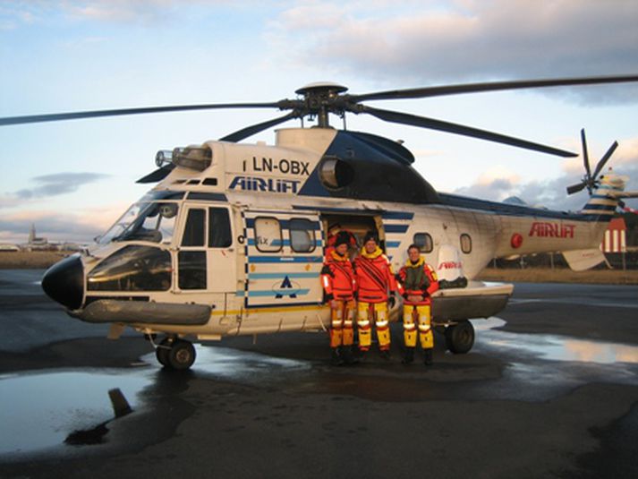 Áhöfn LN-OBX við komuna til Reykjavíkur í dag.
