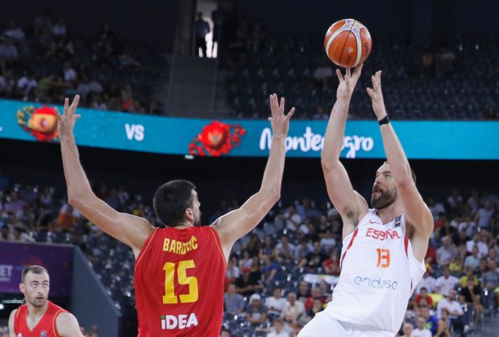 Marc Gasol skoraði níu stig fyrir Spán í stórsigrinum á Svartfjallalandi.