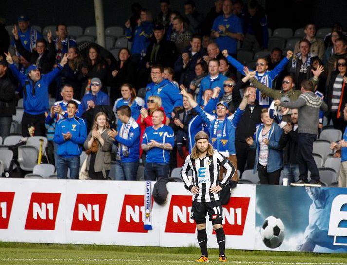 Óskar Örn Hauksson v hetja KR-inga í Eyjum í bikarnum í fyrra.