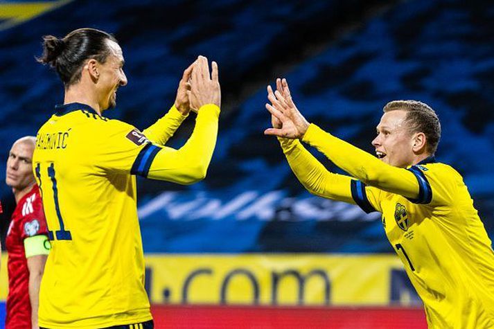 Zlatan fagnar marki fyrr í vikunni.