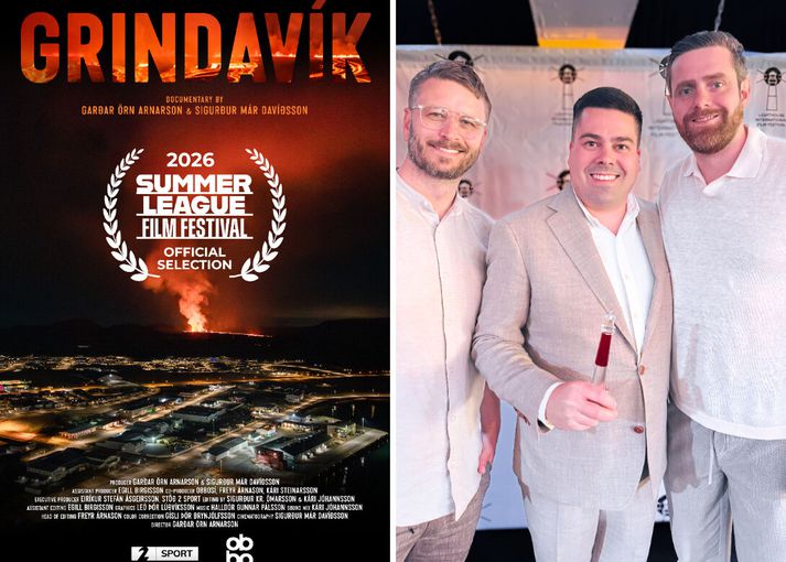 Sigurður, Garðar og Ólafur Ólafsson fyrirliði Grindavíkur voru viðstaddir á kvikmyndahátíð í New Jersey í júní.