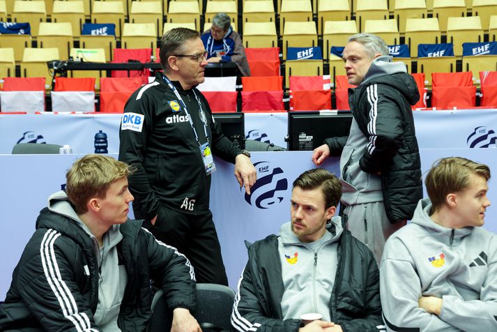 Alfreð og Snorri Steinn á spjalli í Boxen í gær.