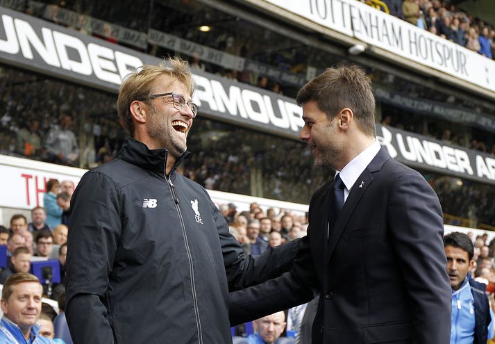 Það fór vel á með stjórunum Jürgen Klopp og Mauricio Pochettino fyrir leik.