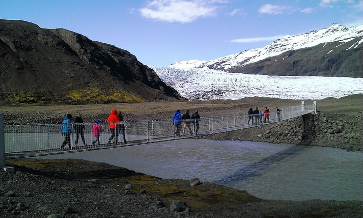 Brúin yfir Hólmsá á Mýrum opnar gönguleið milli Heinabergsjökuls og Fláajökuls.