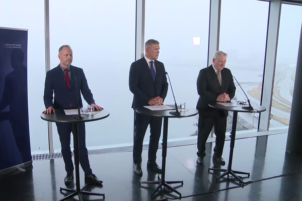 Blaðamannafundur ríkisstjórnar Bjarna Benediktssonar